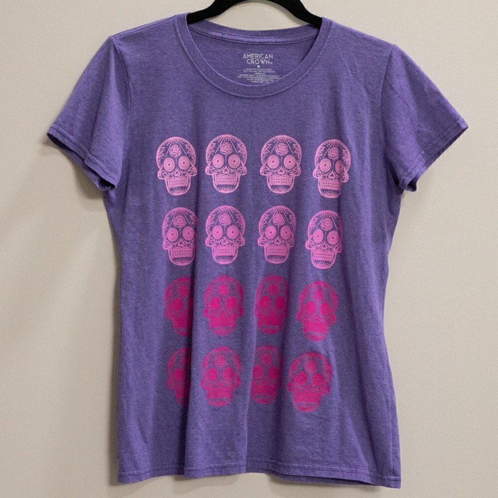 American Crown purple skull graphic shirt-M